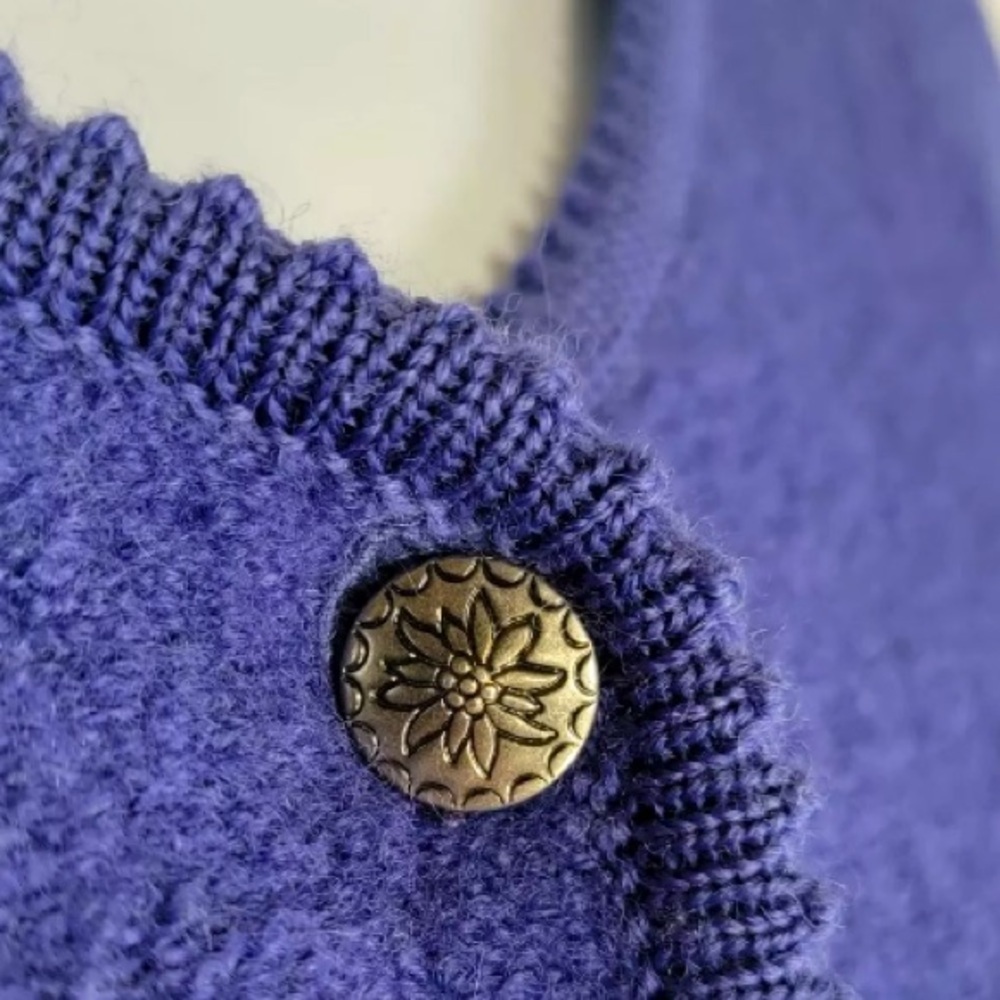 THE TOG SHOP Cardigan Vtg 100% Wool Button Up Periwinkle Blue Purple Women L - Picture 8 of 13